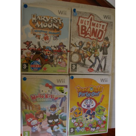 LOTE 4 JUEGOS Wii : HARVEST MOON, HELLO KITTY, TAMAGOTCHI, ULTIMATE BAND - Nuevos