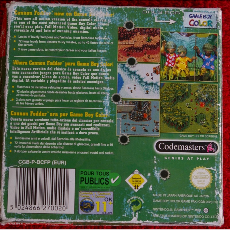 omprar CANON FODDER Game Boy Color